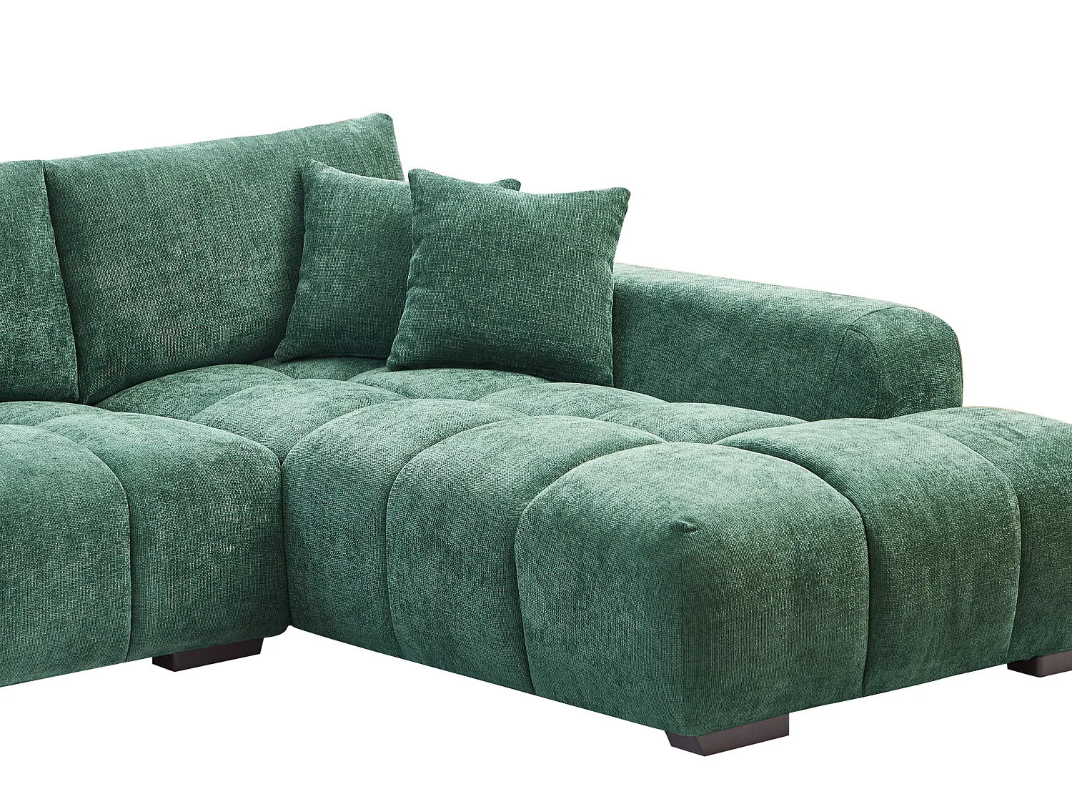 Kanapa narożna wieloosobowa dużych rozmiarów z zieloną teksturowaną tapicerką - BERENIA