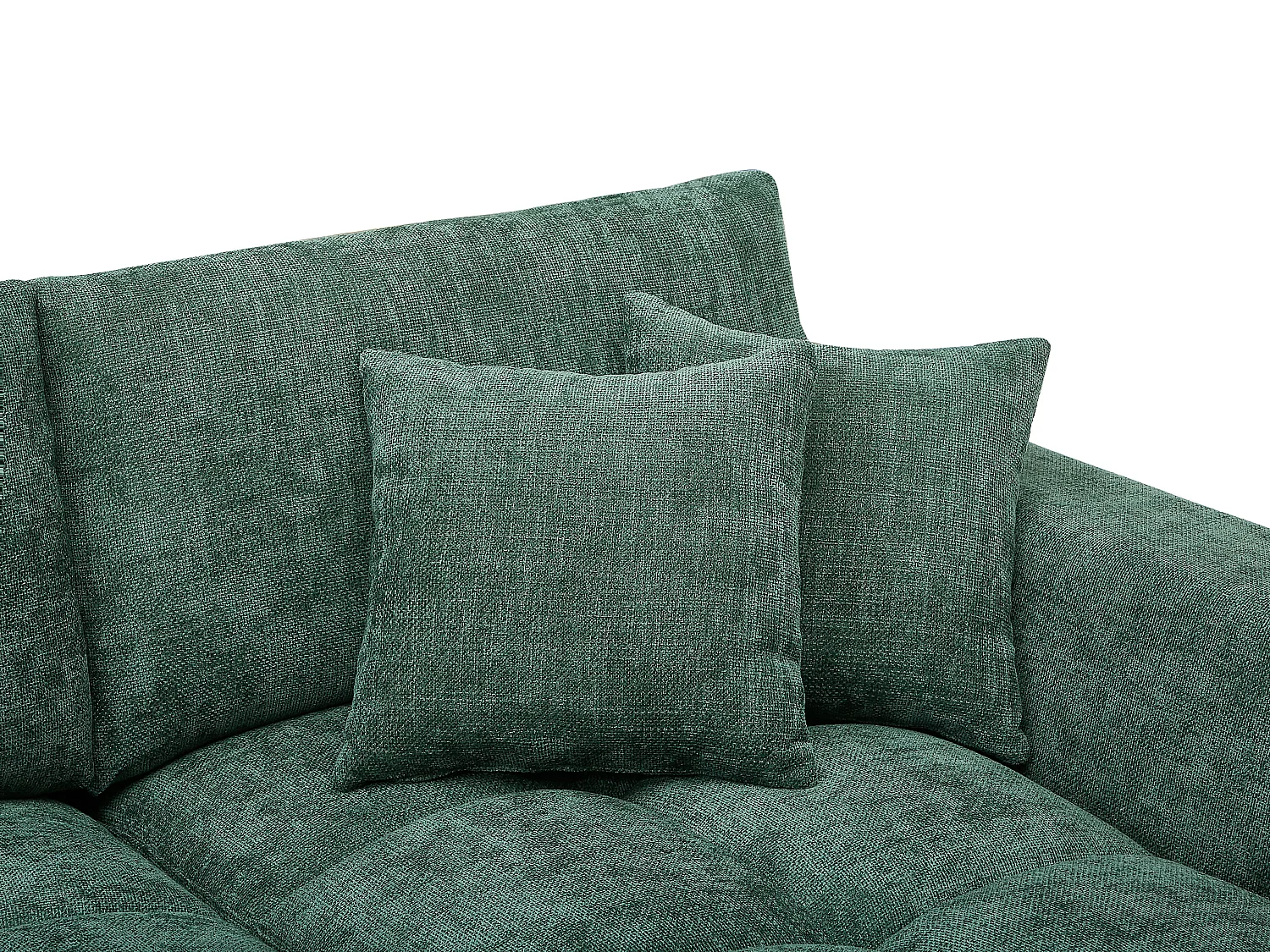 Kanapa narożna wieloosobowa dużych rozmiarów z zieloną teksturowaną tapicerką - BERENIA