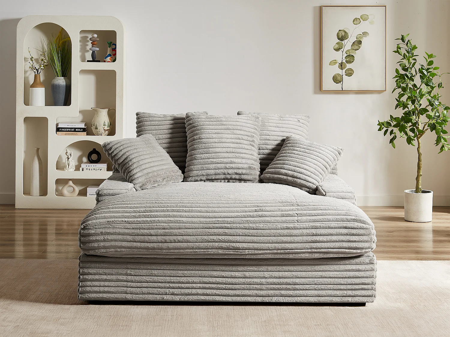 Penisola 2 posti in Velluto a coste grosse Grigio - ESARTO di PASCAL MORABITO