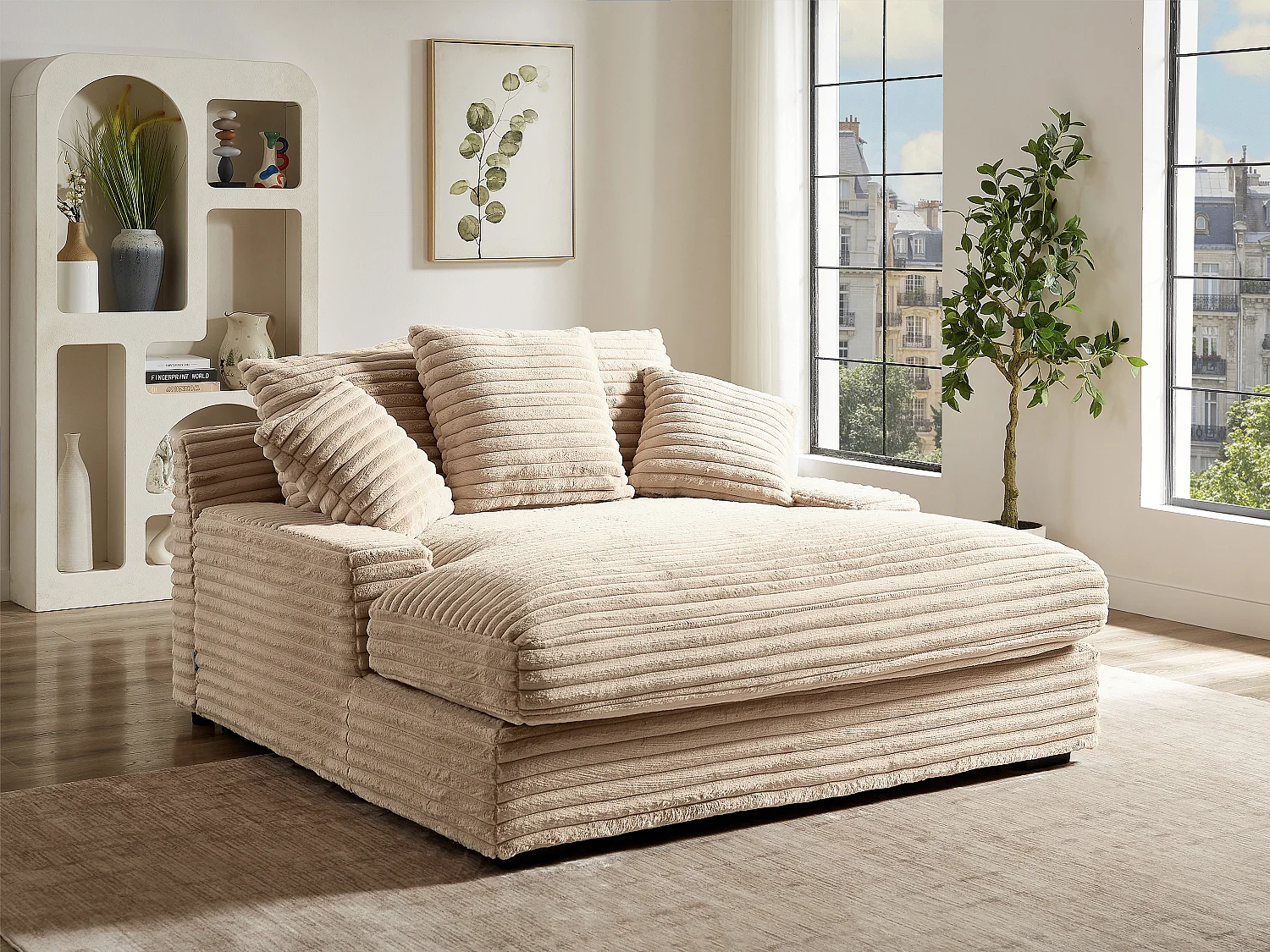 Penisola 2 posti in Velluto a coste grosse Rosa antico - ESARTO di PASCAL MORABITO