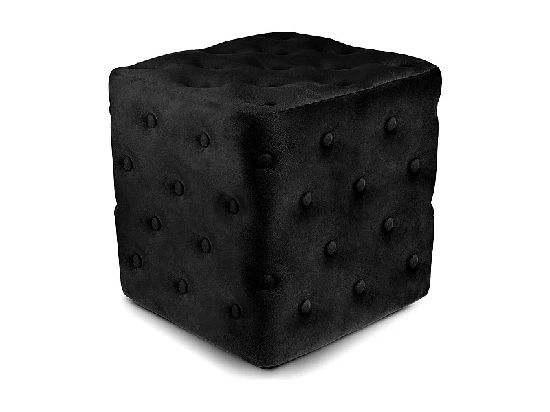 Pouf poggiapiedi quadrato, pouf divano in velluto nero mod. Otto