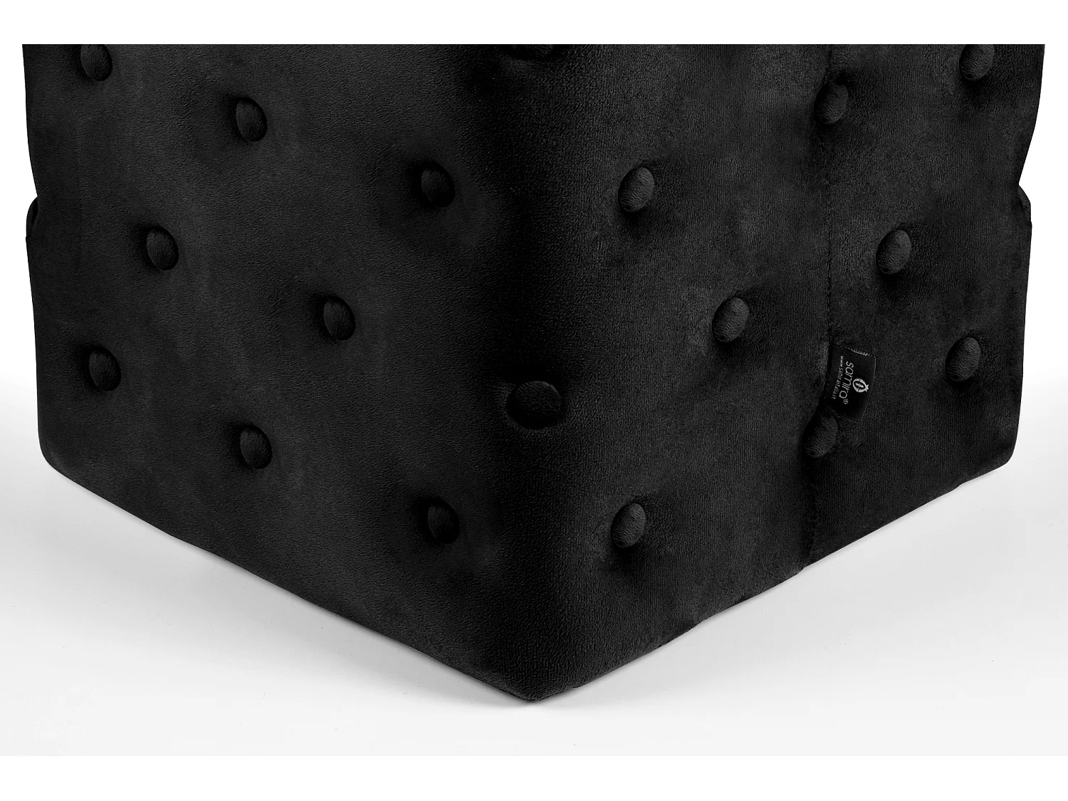 Pouf poggiapiedi quadrato, pouf divano in velluto nero mod. Otto