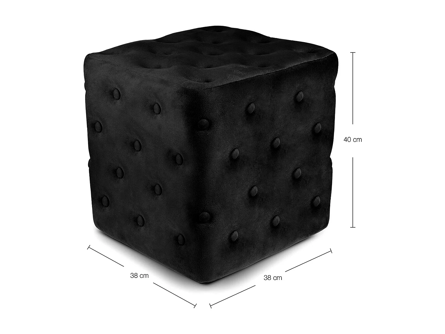 Pouf poggiapiedi quadrato, pouf divano in velluto nero mod. Otto