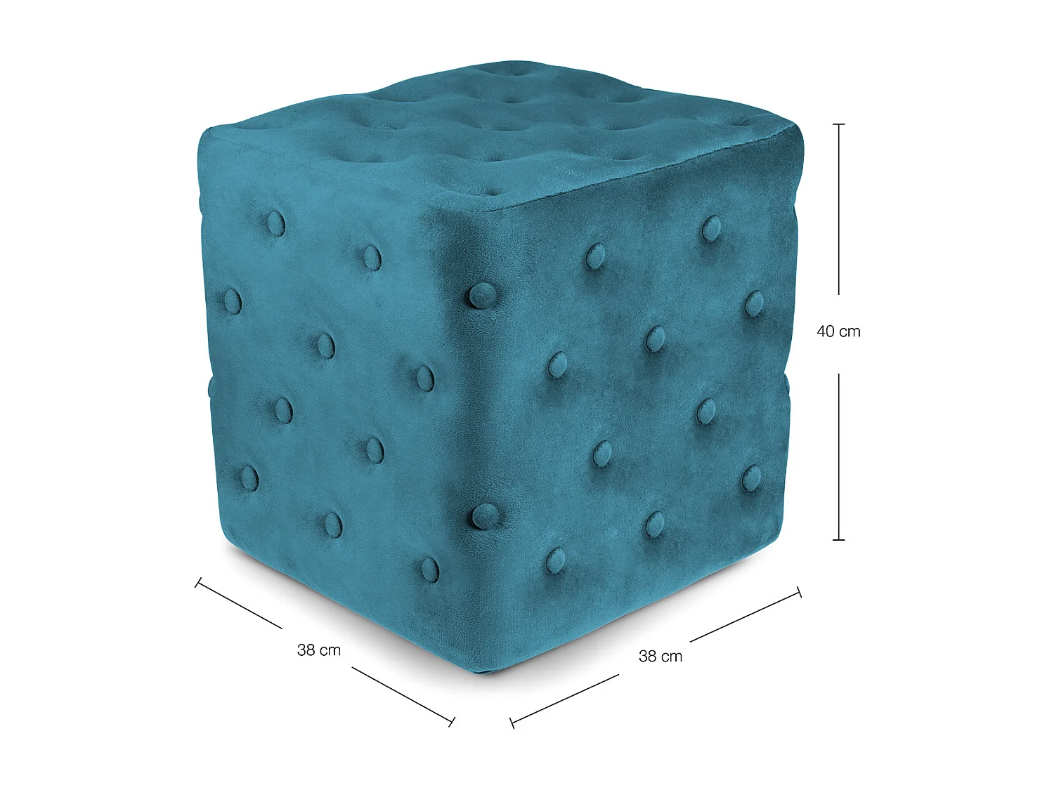 Pouf poggiapiedi quadrato, pouf divano in velluto blu petrolio mod. Otto