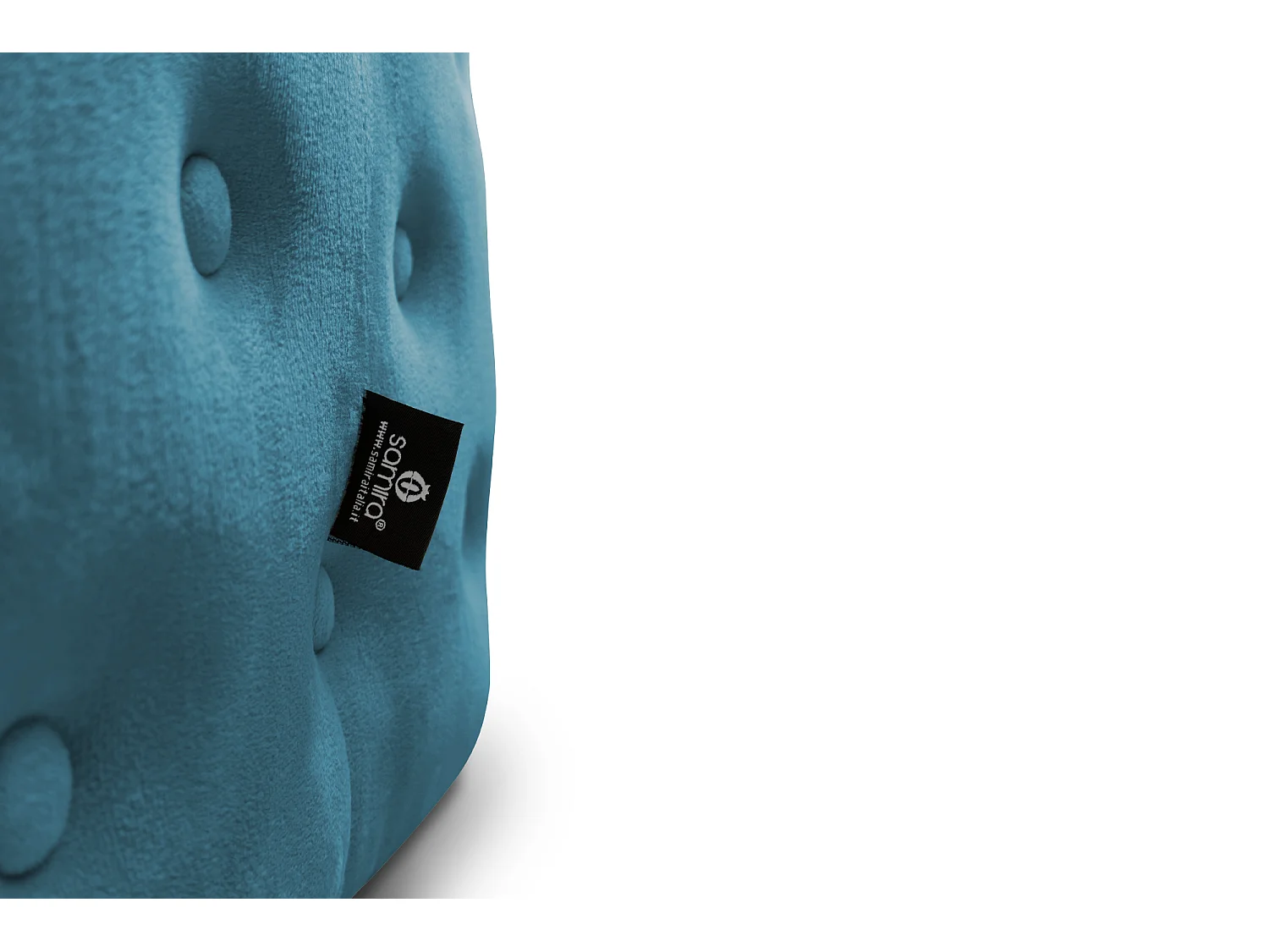 Pouf poggiapiedi quadrato, pouf divano in velluto blu petrolio mod. Otto