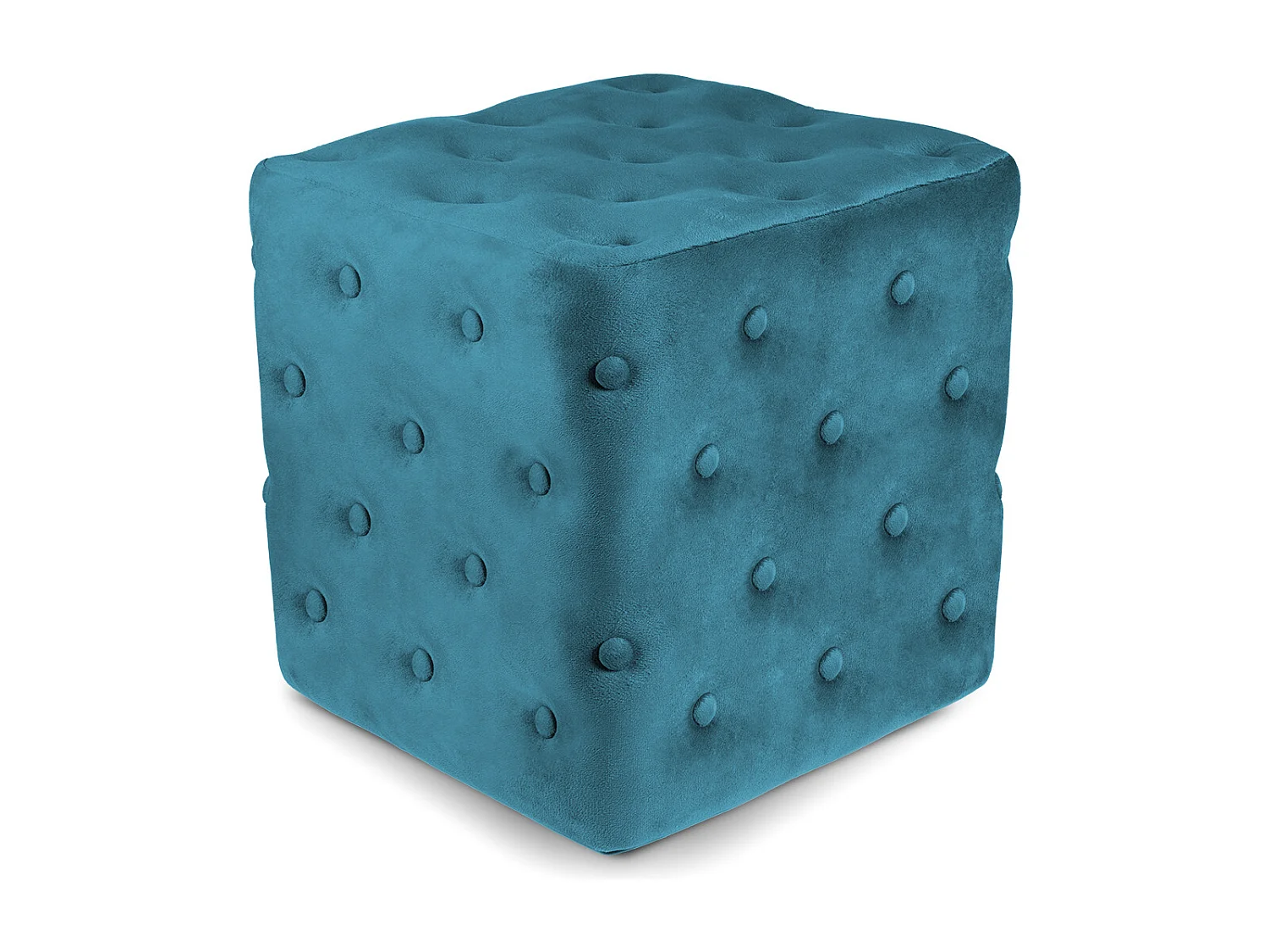 Pouf poggiapiedi quadrato, pouf divano in velluto blu petrolio mod. Otto