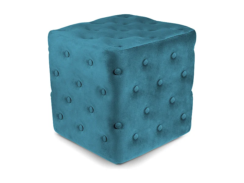 Pouf poggiapiedi quadrato, pouf divano in velluto blu petrolio mod. Otto