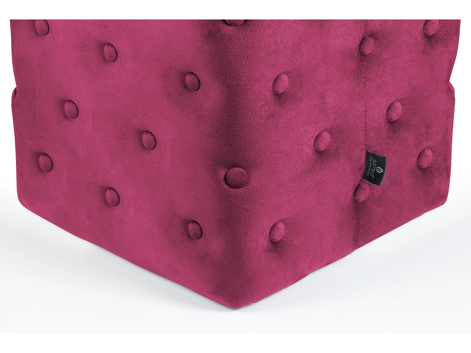 Pouf poggiapiedi quadrato, pouf divano in velluto bordeaux mod. Otto