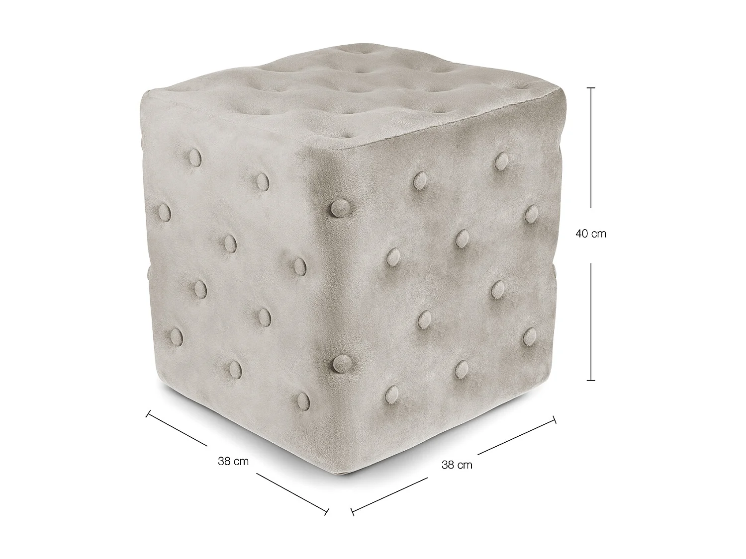 Pouf poggiapiedi quadrato, pouf divano in velluto tortora mod. Otto