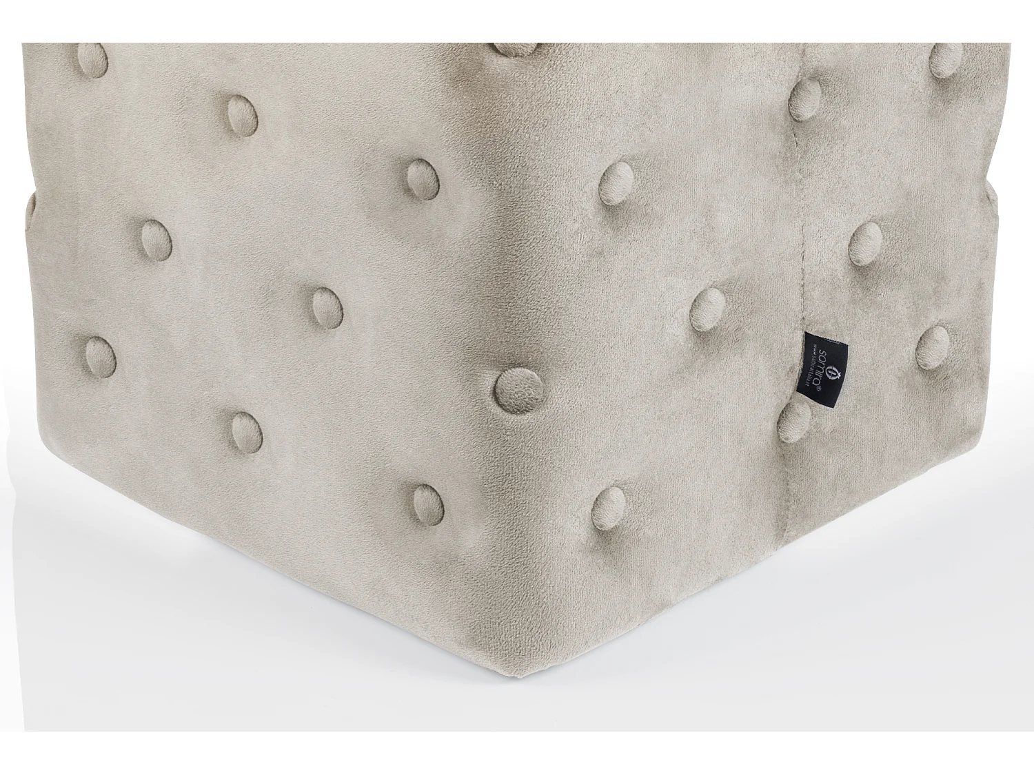 Pouf poggiapiedi quadrato, pouf divano in velluto tortora mod. Otto