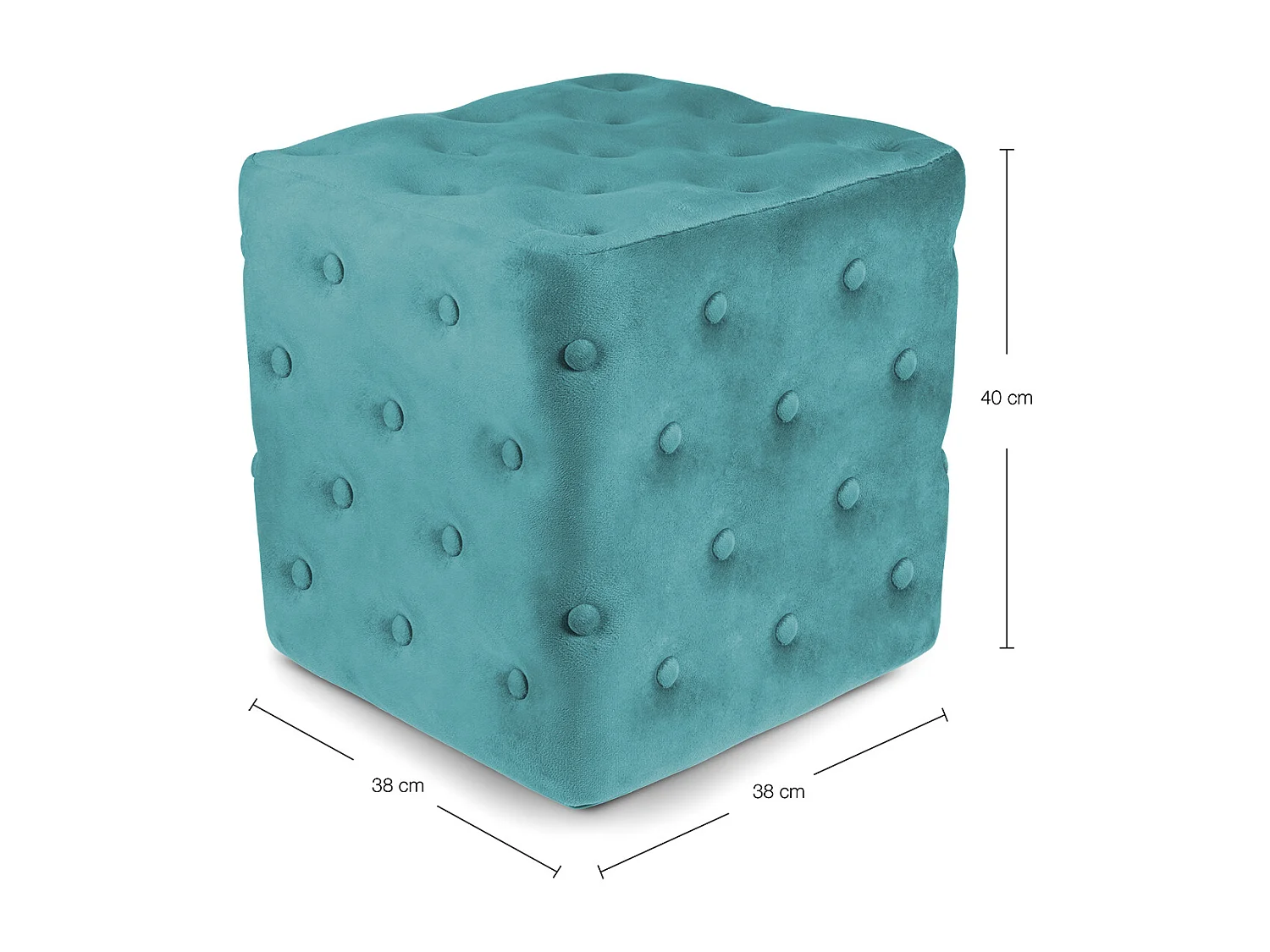 Pouf poggiapiedi quadrato, pouf divano in velluto verde petrolio mod. Otto