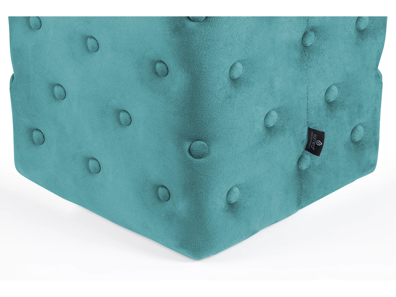 Pouf poggiapiedi quadrato, pouf divano in velluto verde petrolio mod. Otto