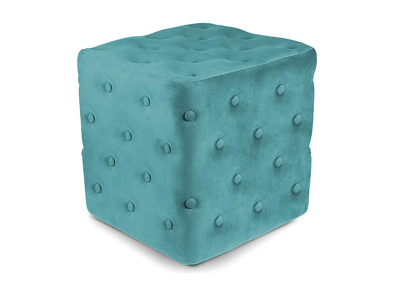 Pouf poggiapiedi quadrato, pouf divano in velluto verde petrolio mod. Otto