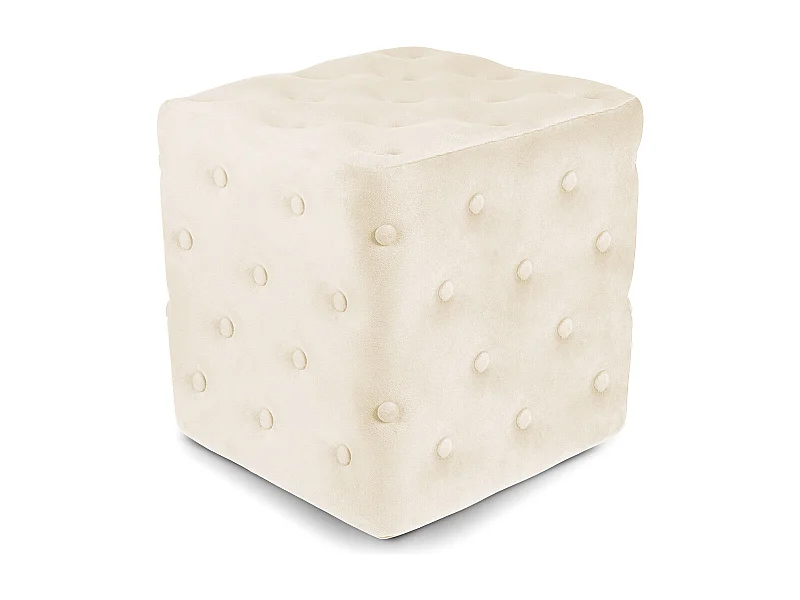 Pouf poggiapiedi quadrato, pouf divano in velluto beige mod. Otto