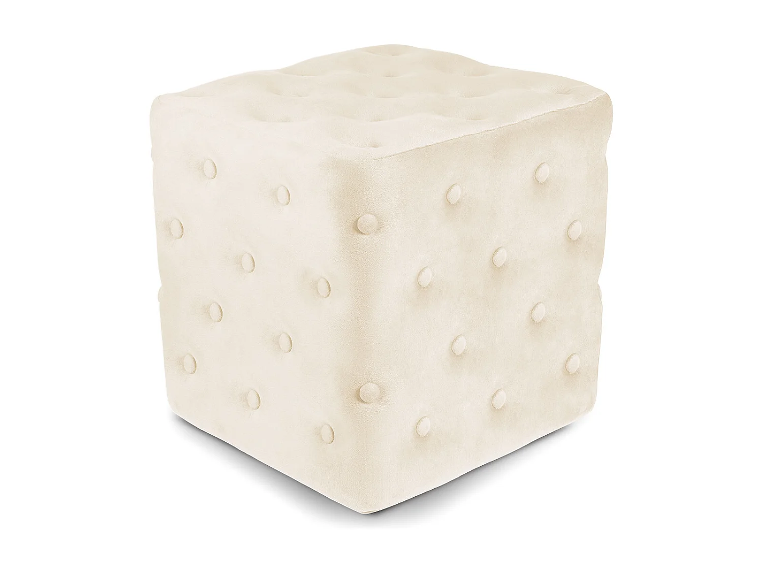 Pouf poggiapiedi quadrato, pouf divano in velluto beige mod. Otto