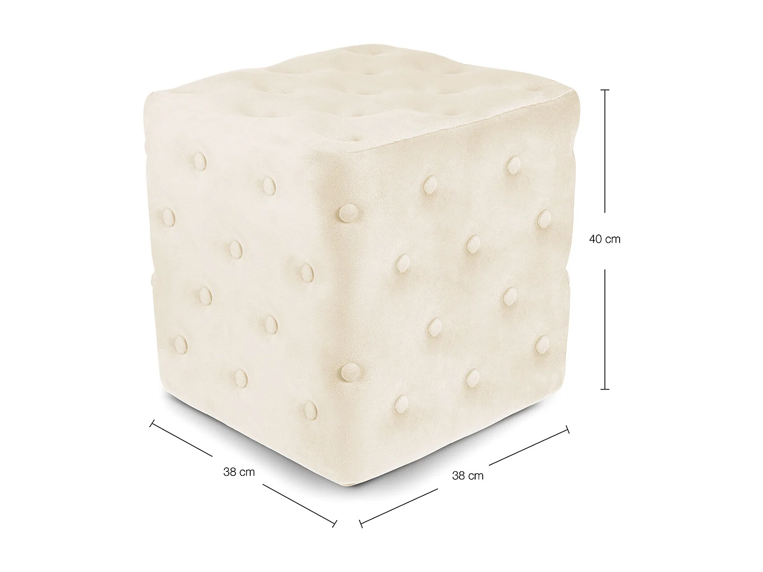 Pouf poggiapiedi quadrato, pouf divano in velluto beige mod. Otto