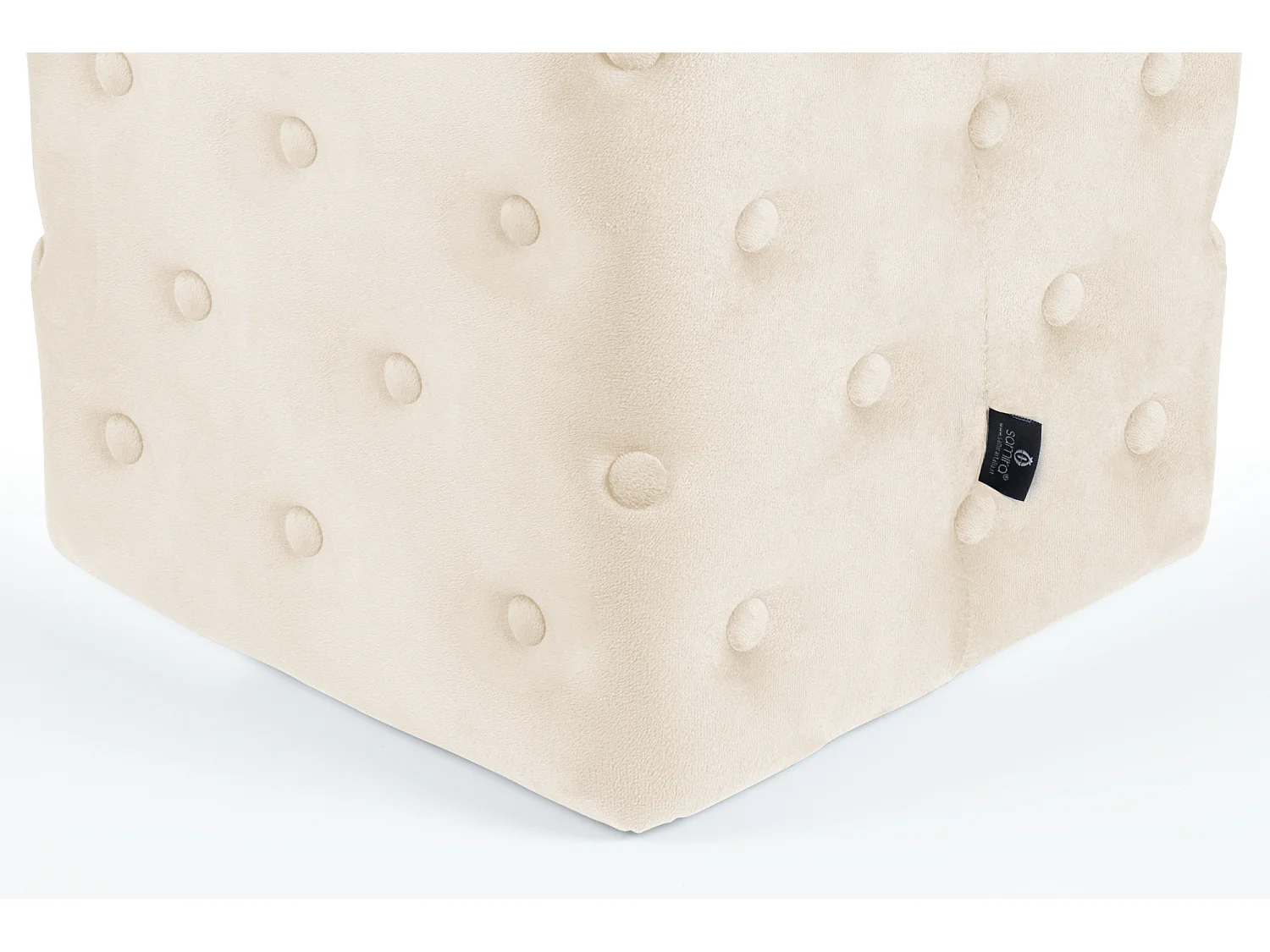 Pouf poggiapiedi quadrato, pouf divano in velluto beige mod. Otto
