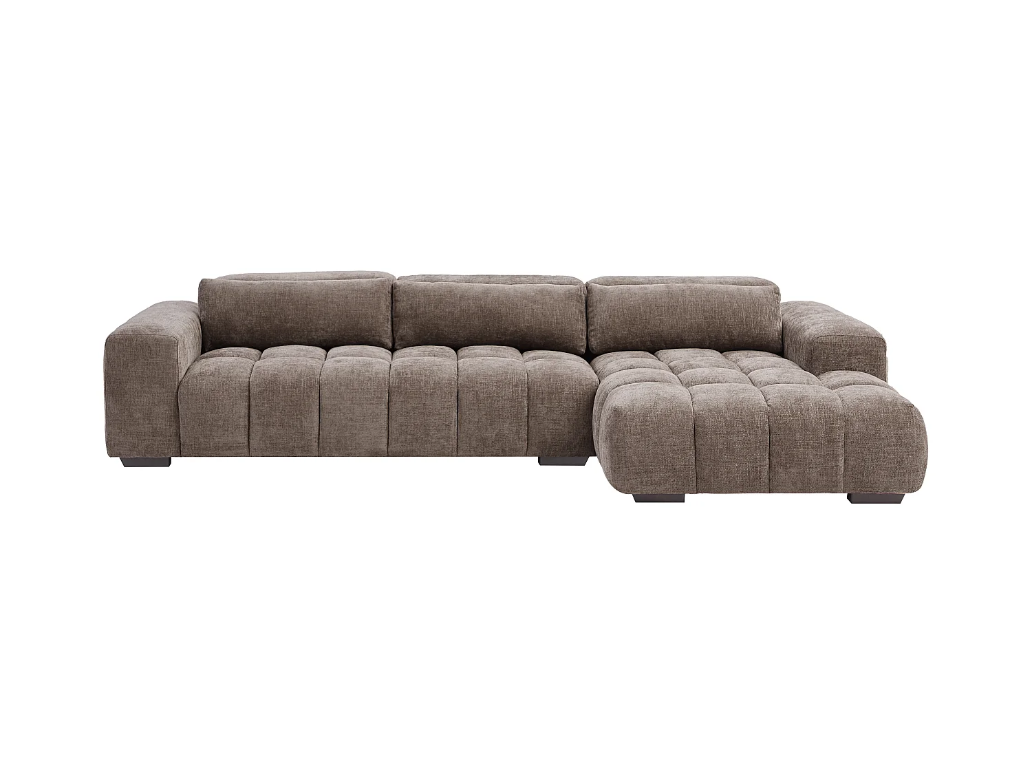 Canapé d'angle droit en tissu texturé taupe LOPONZA