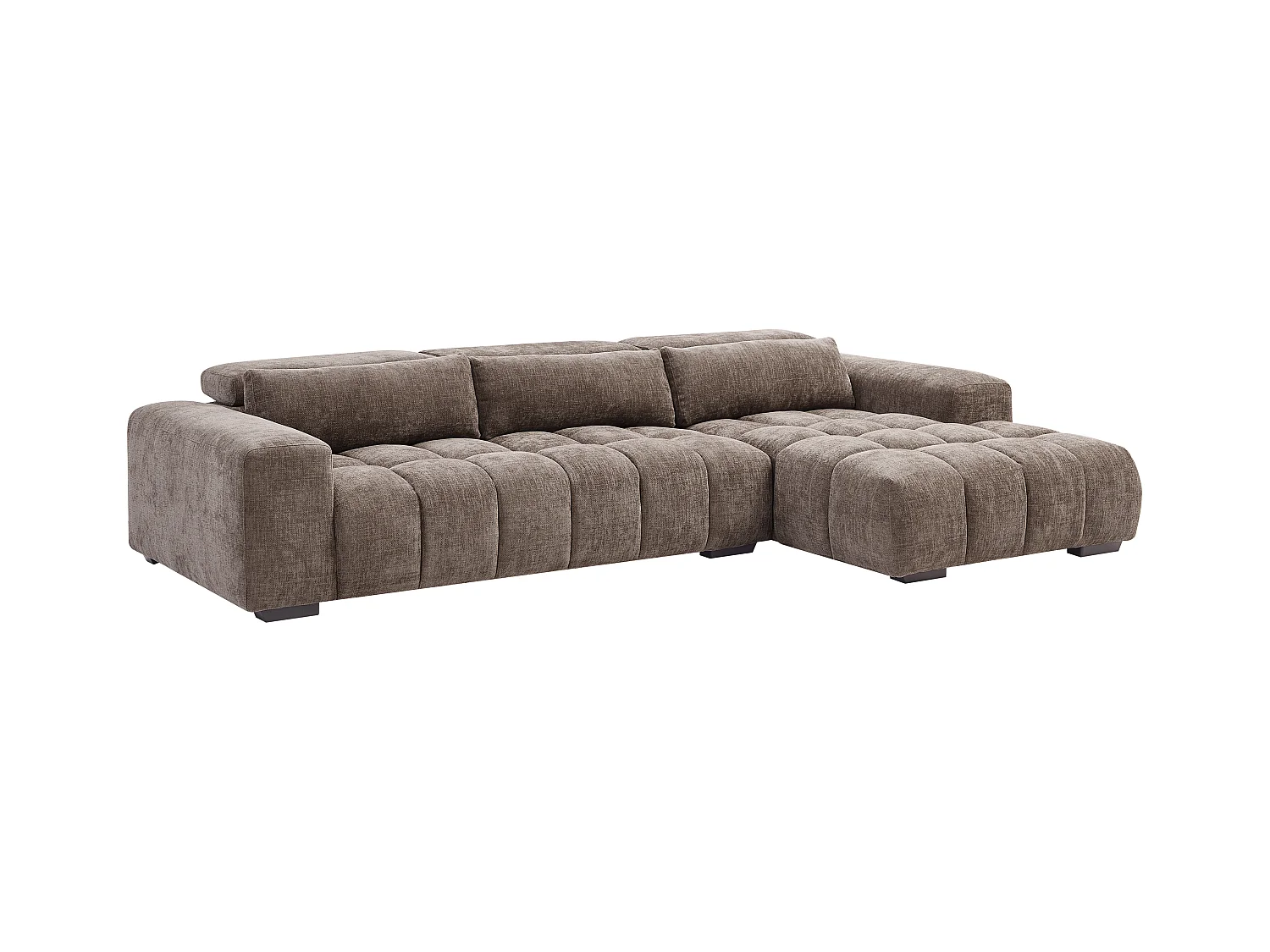 Canapé d'angle droit en tissu texturé taupe LOPONZA