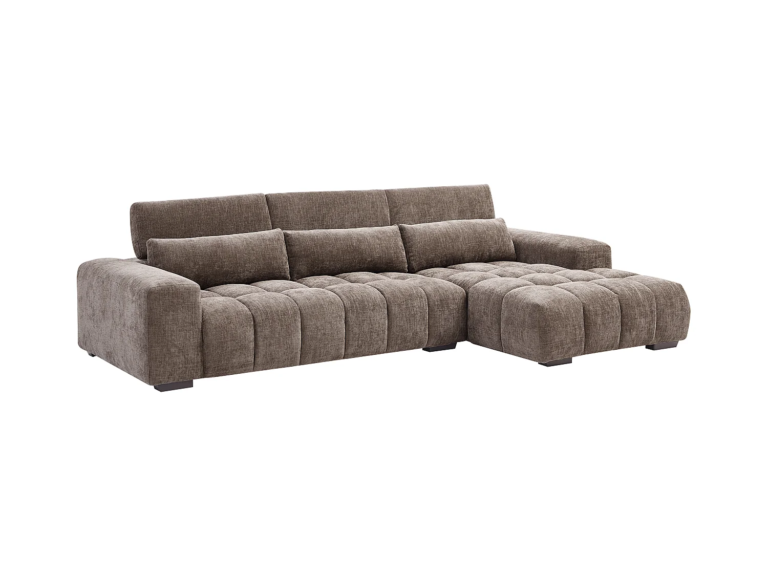 Canapé d'angle droit en tissu texturé taupe LOPONZA