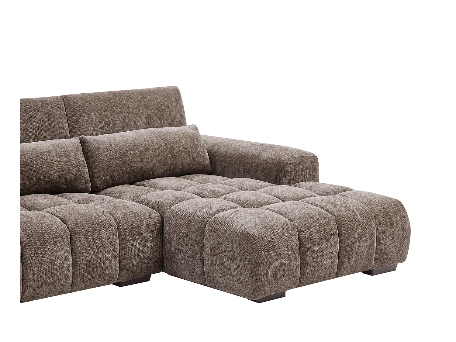 Canapé d'angle droit en tissu texturé taupe LOPONZA