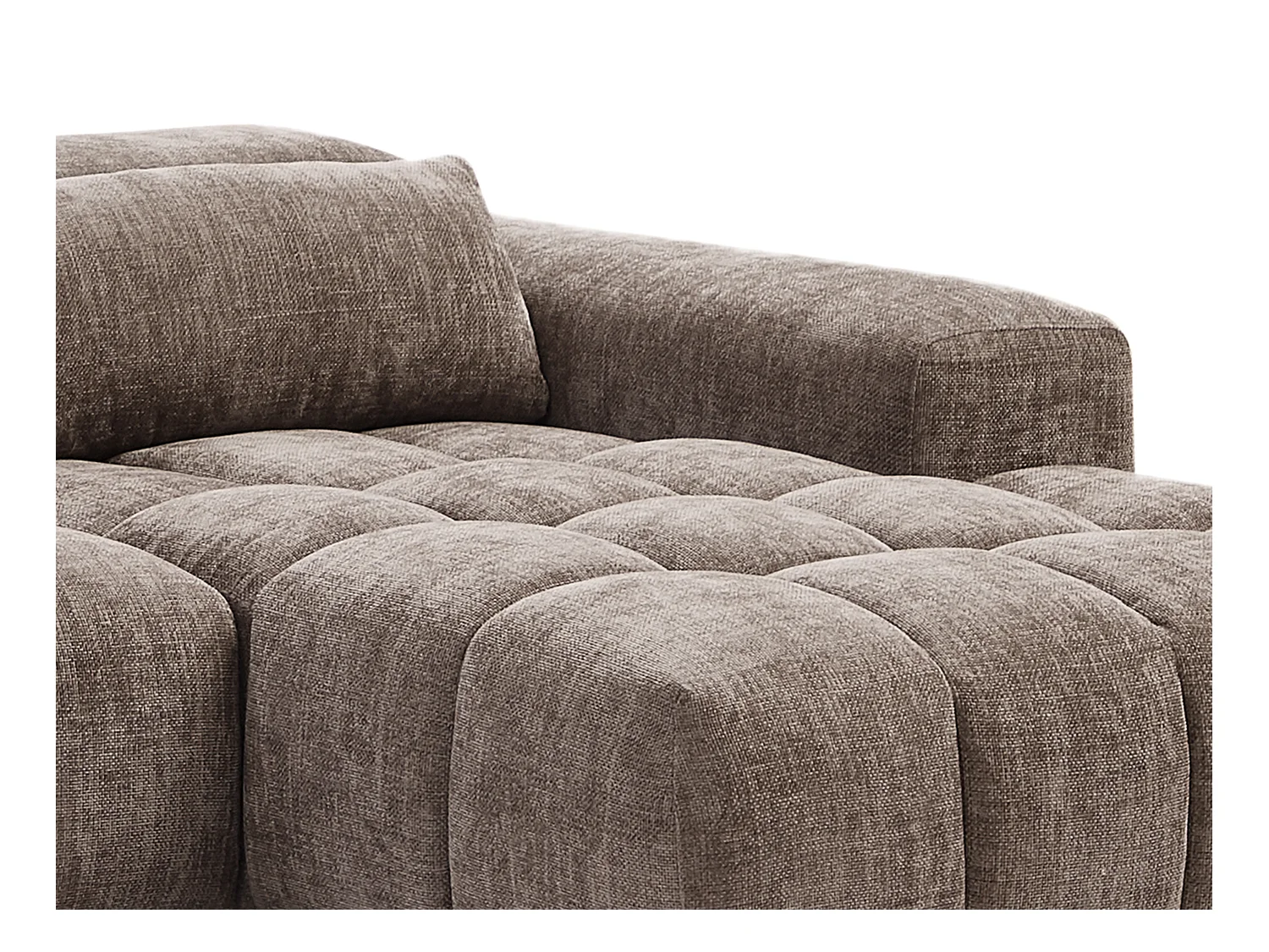 Canapé d'angle droit en tissu texturé taupe LOPONZA