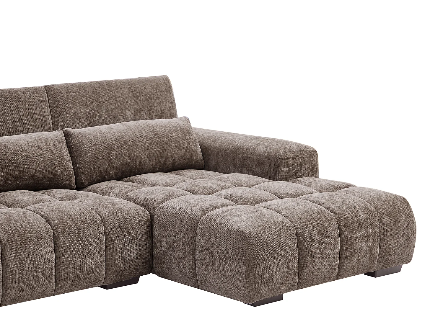 Canapé d'angle droit en tissu texturé taupe LOPONZA