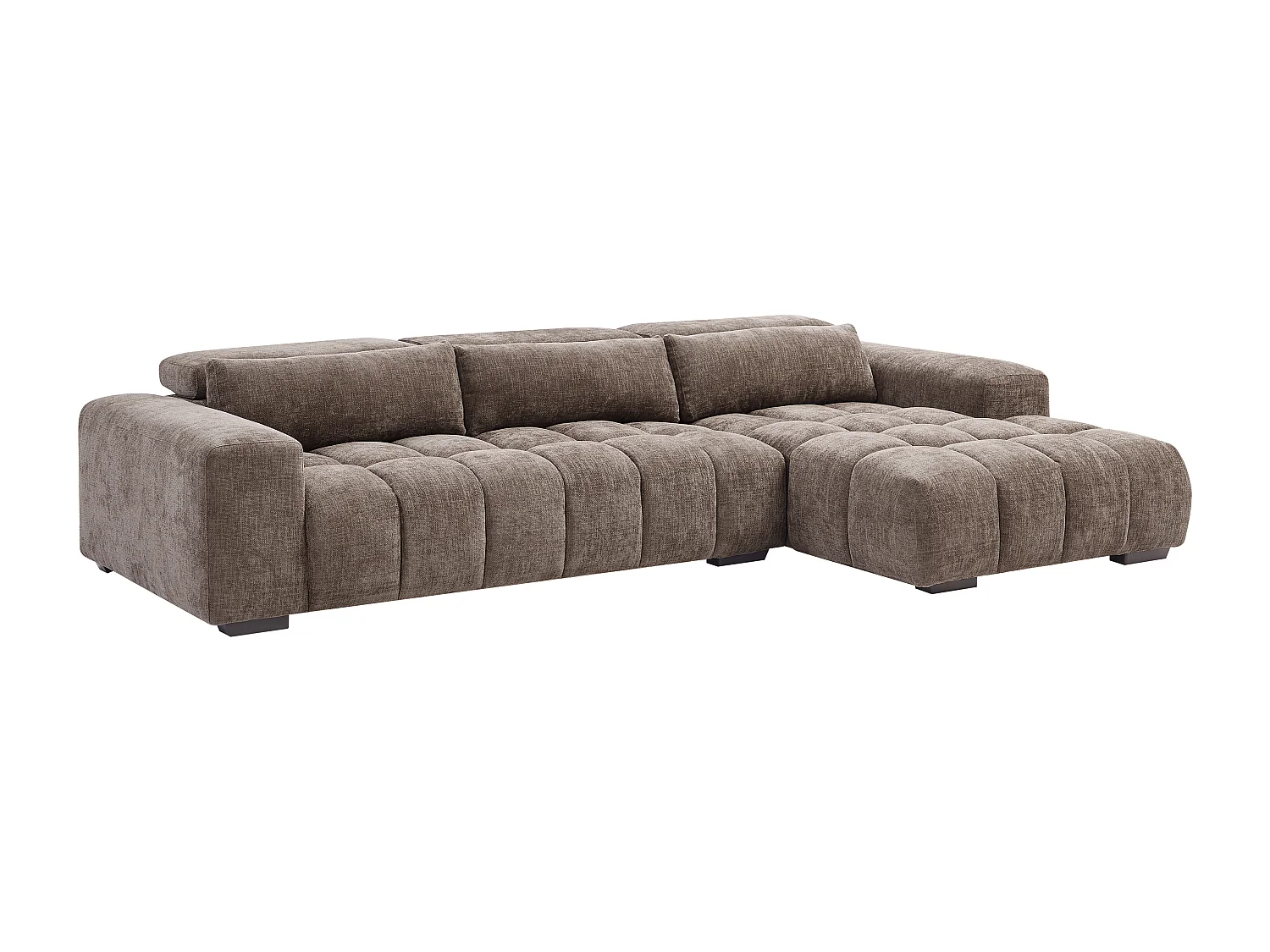 Canapé d'angle droit en tissu texturé taupe LOPONZA