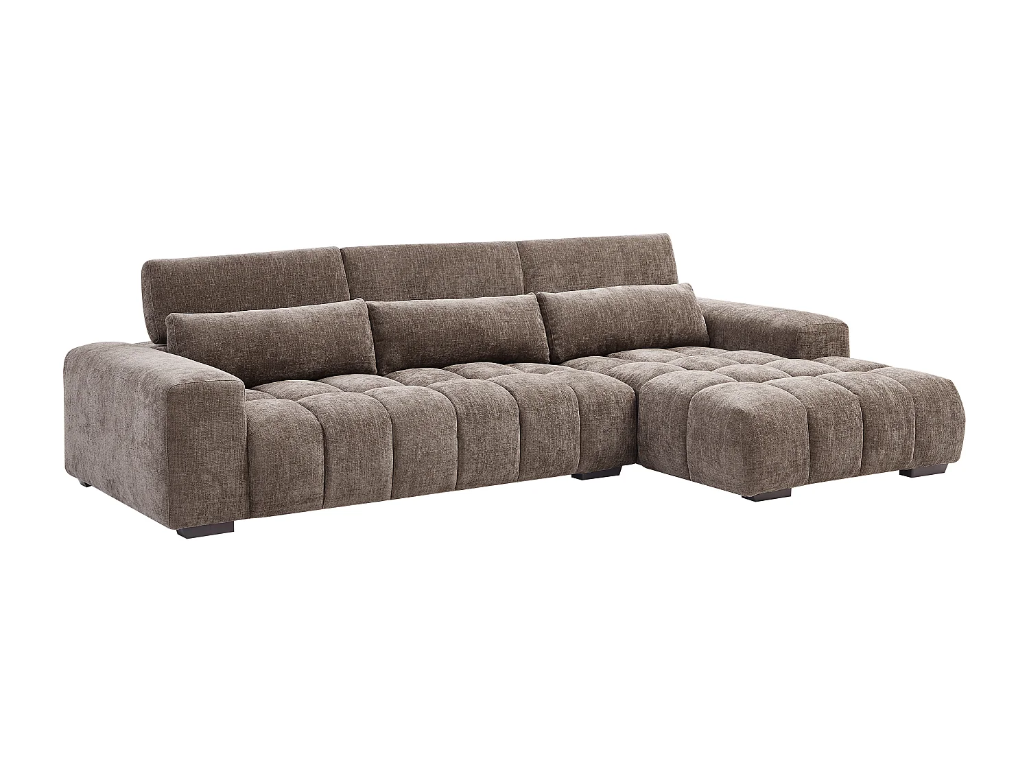 Canapé d'angle droit en tissu texturé taupe LOPONZA