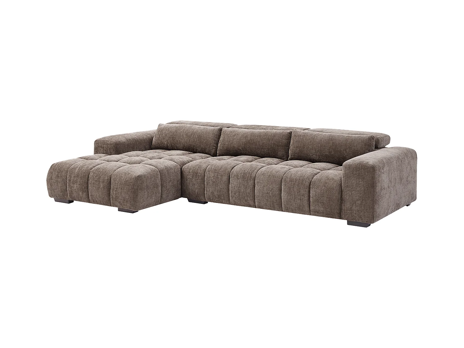 Canapé d'angle gauche en tissu texturé taupe LOPONZA