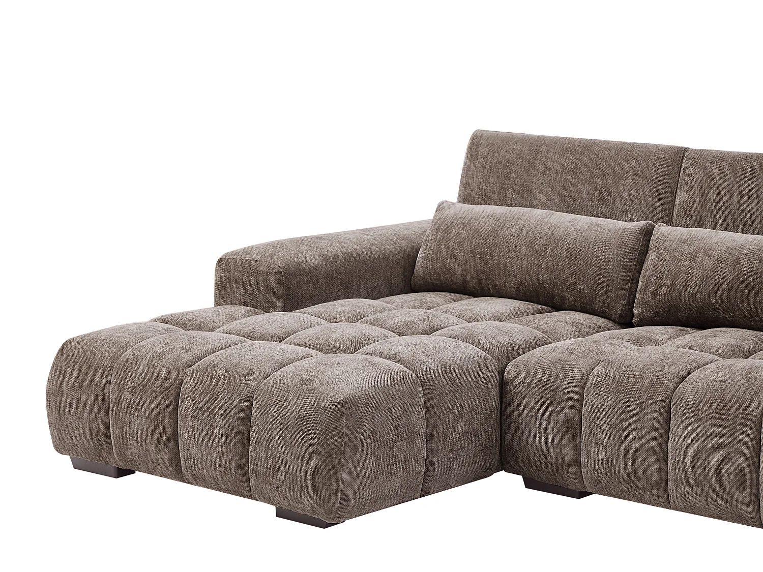 Canapé d'angle gauche en tissu texturé taupe LOPONZA