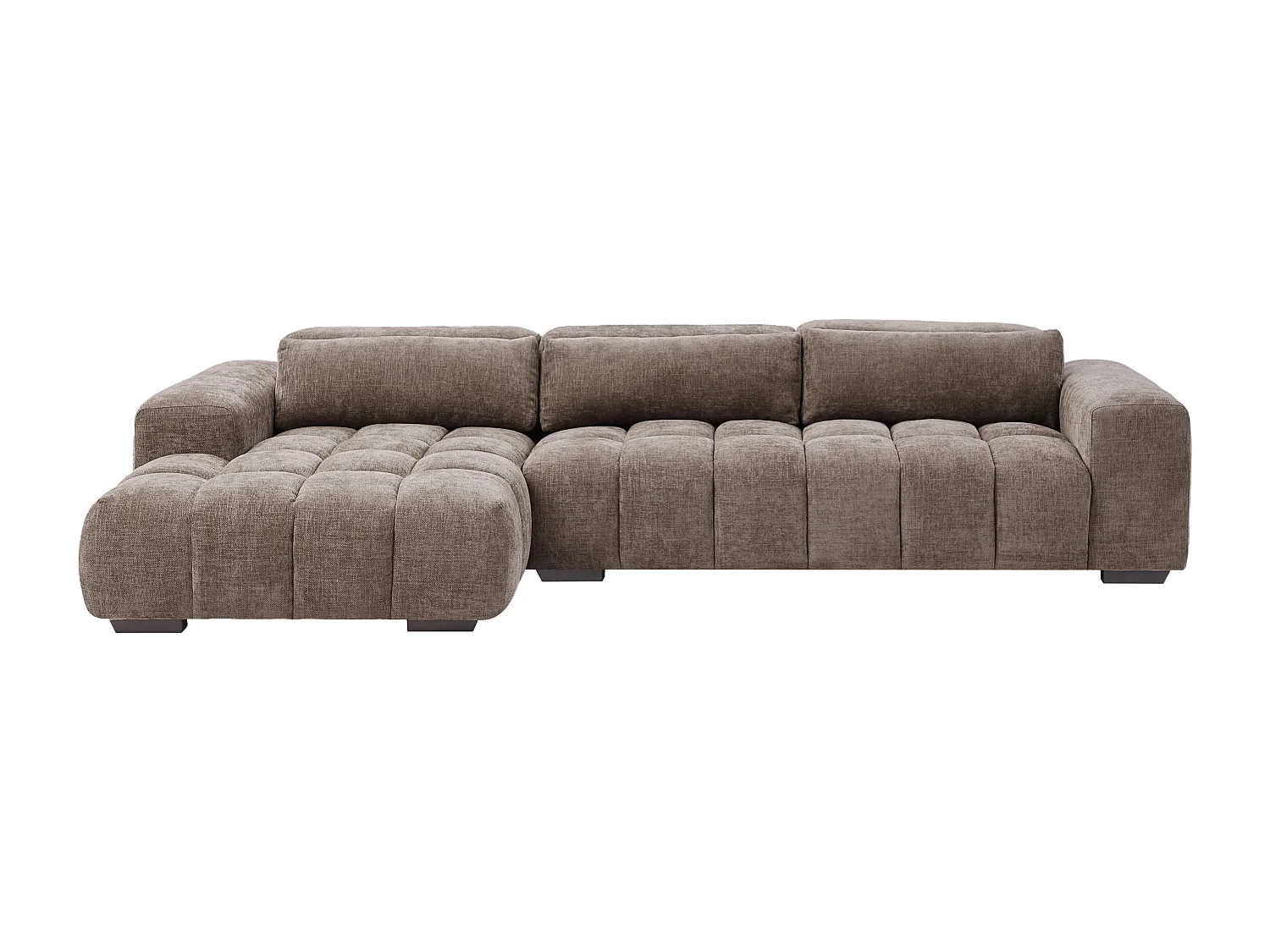 Canapé d'angle gauche en tissu texturé taupe LOPONZA