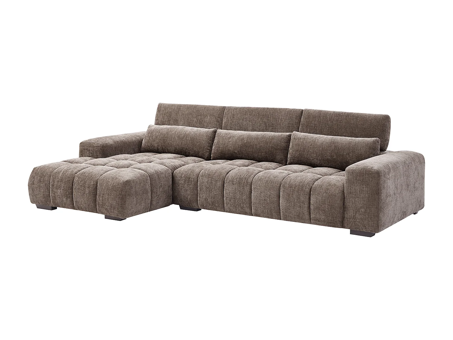 Canapé d'angle gauche en tissu texturé taupe LOPONZA