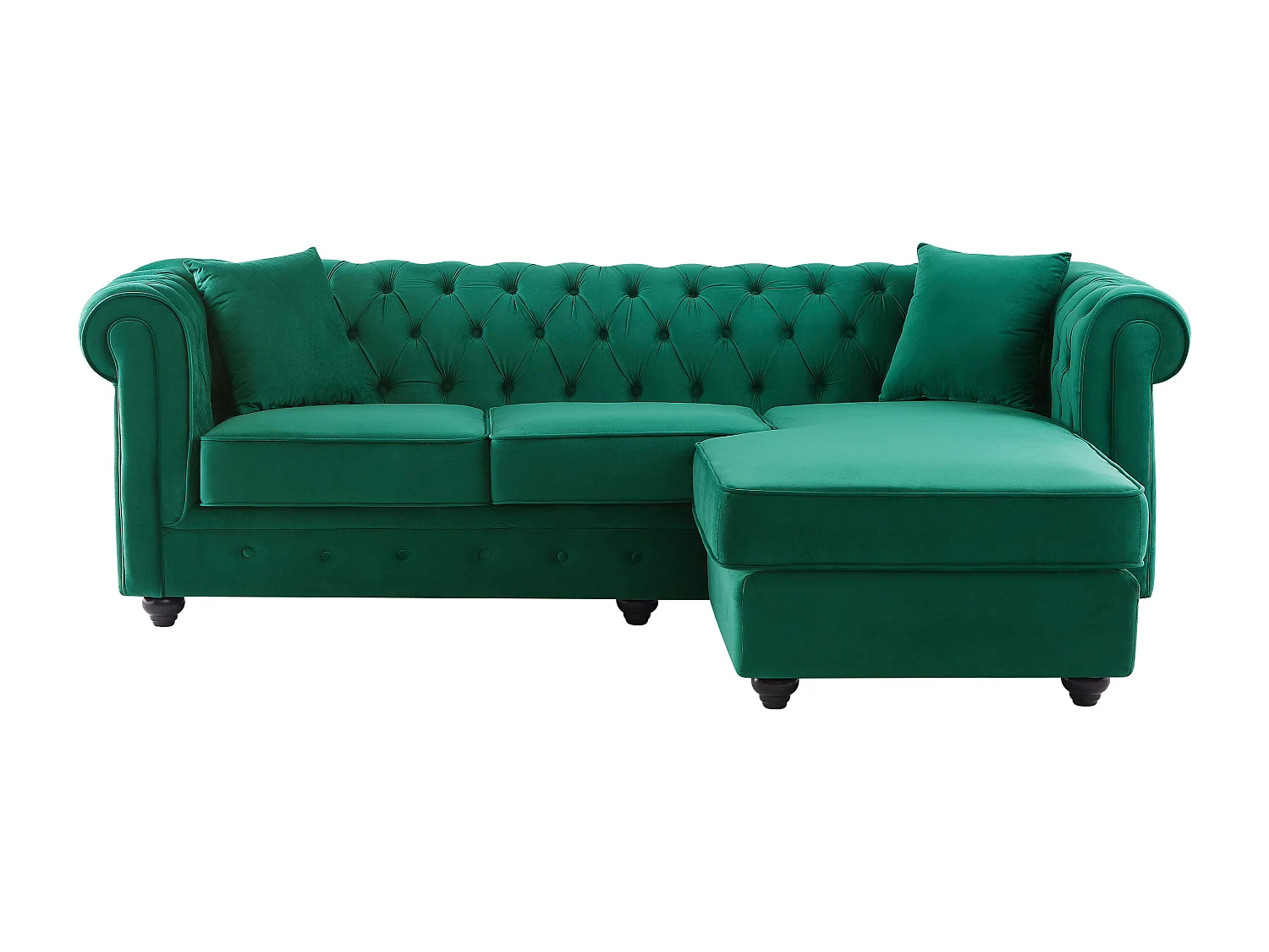 Canapé d'angle chesterfield réversible en velours vert TOLEDO
