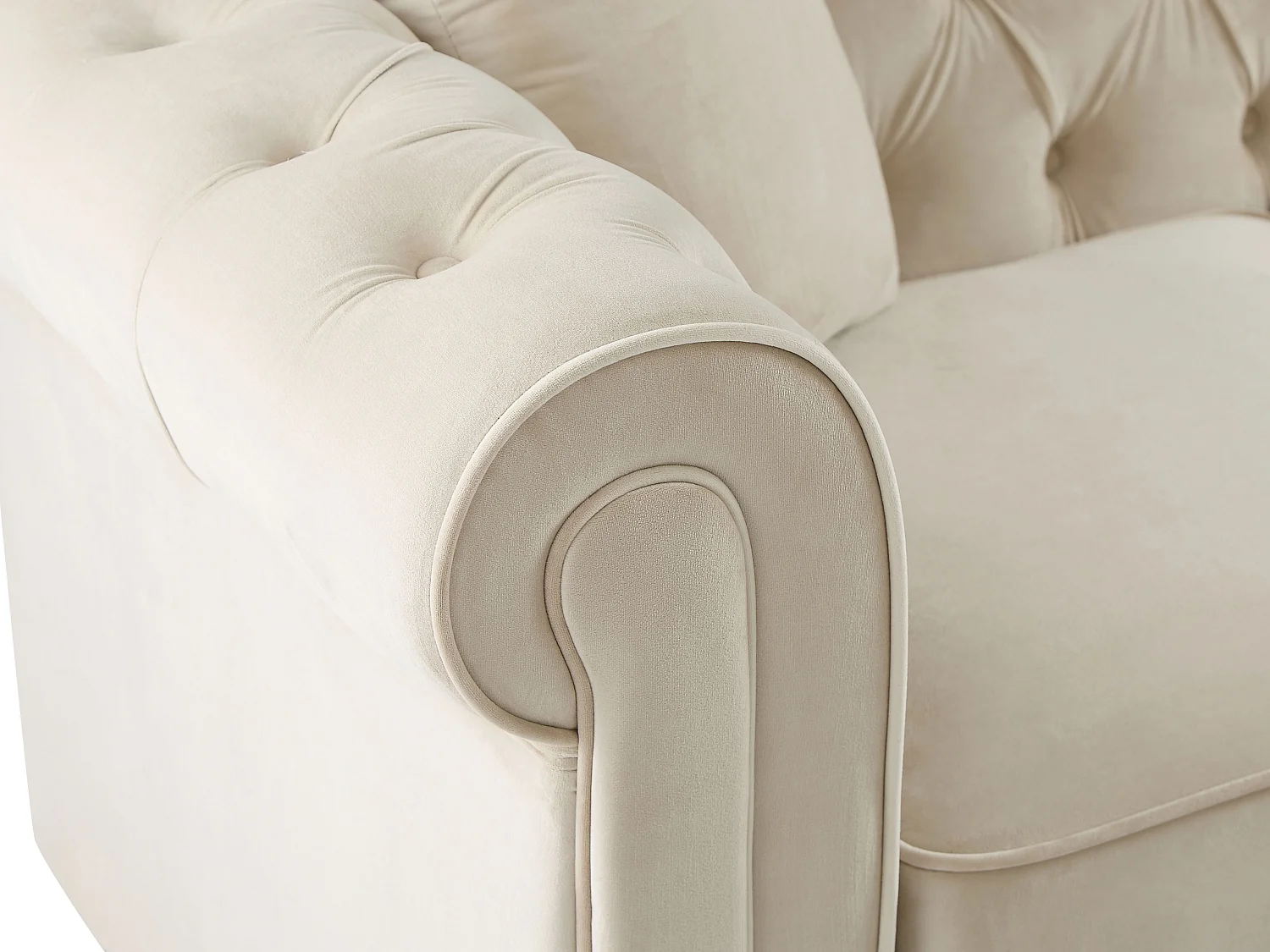 Canapé d'angle chesterfield réversible en velours beige TOLEDO