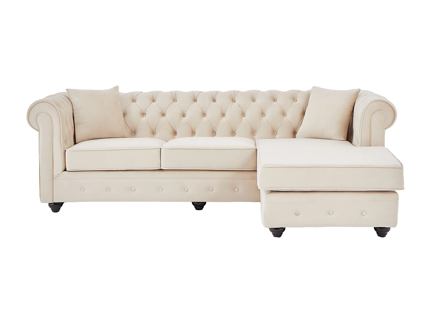 Vändbar Chesterfieldsoffa i beige sammet TOLEDO