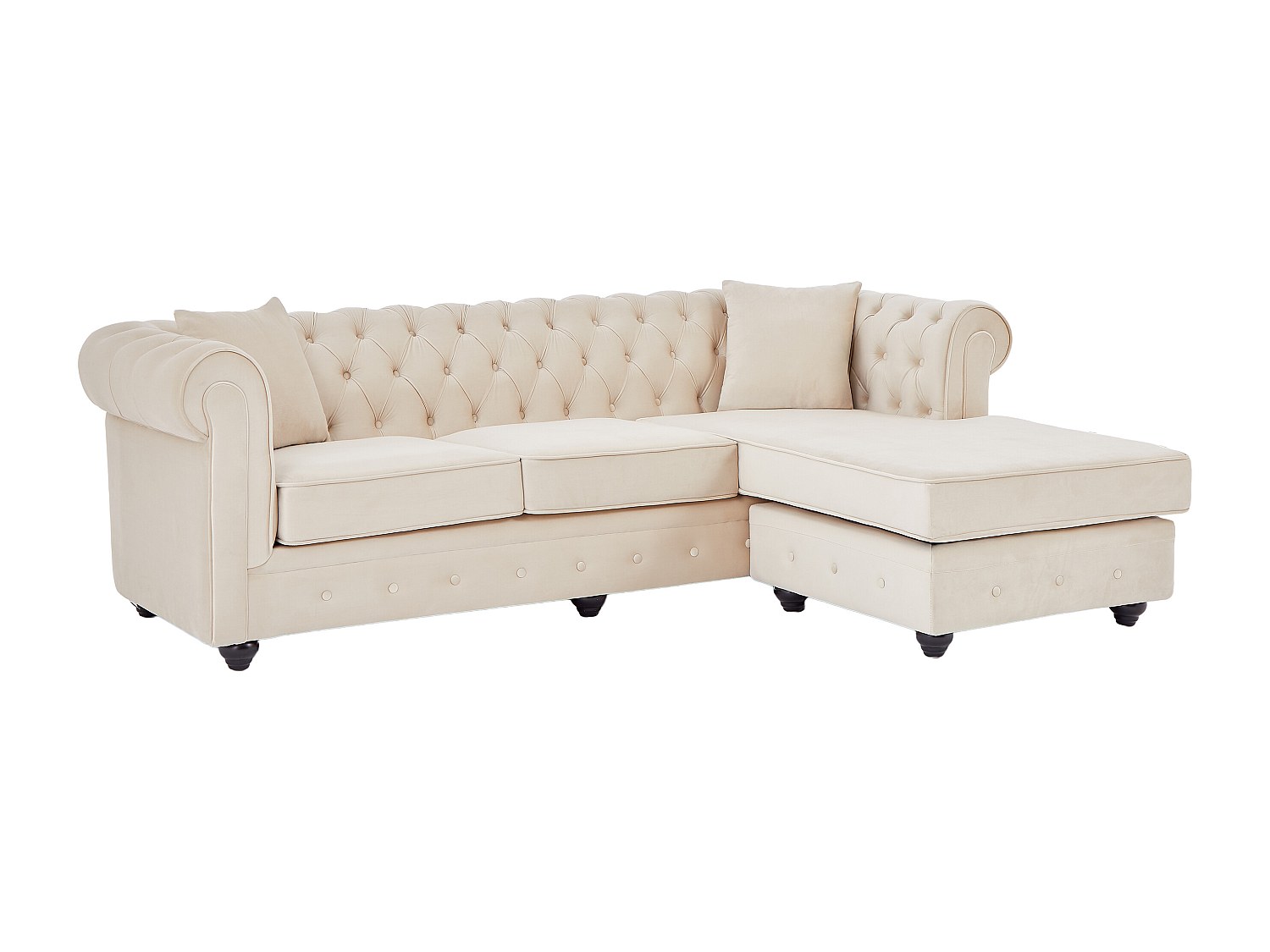 Chesterfield Ecksofa - wendbar - Samt - Beige - TOLEDO günstig online kaufen