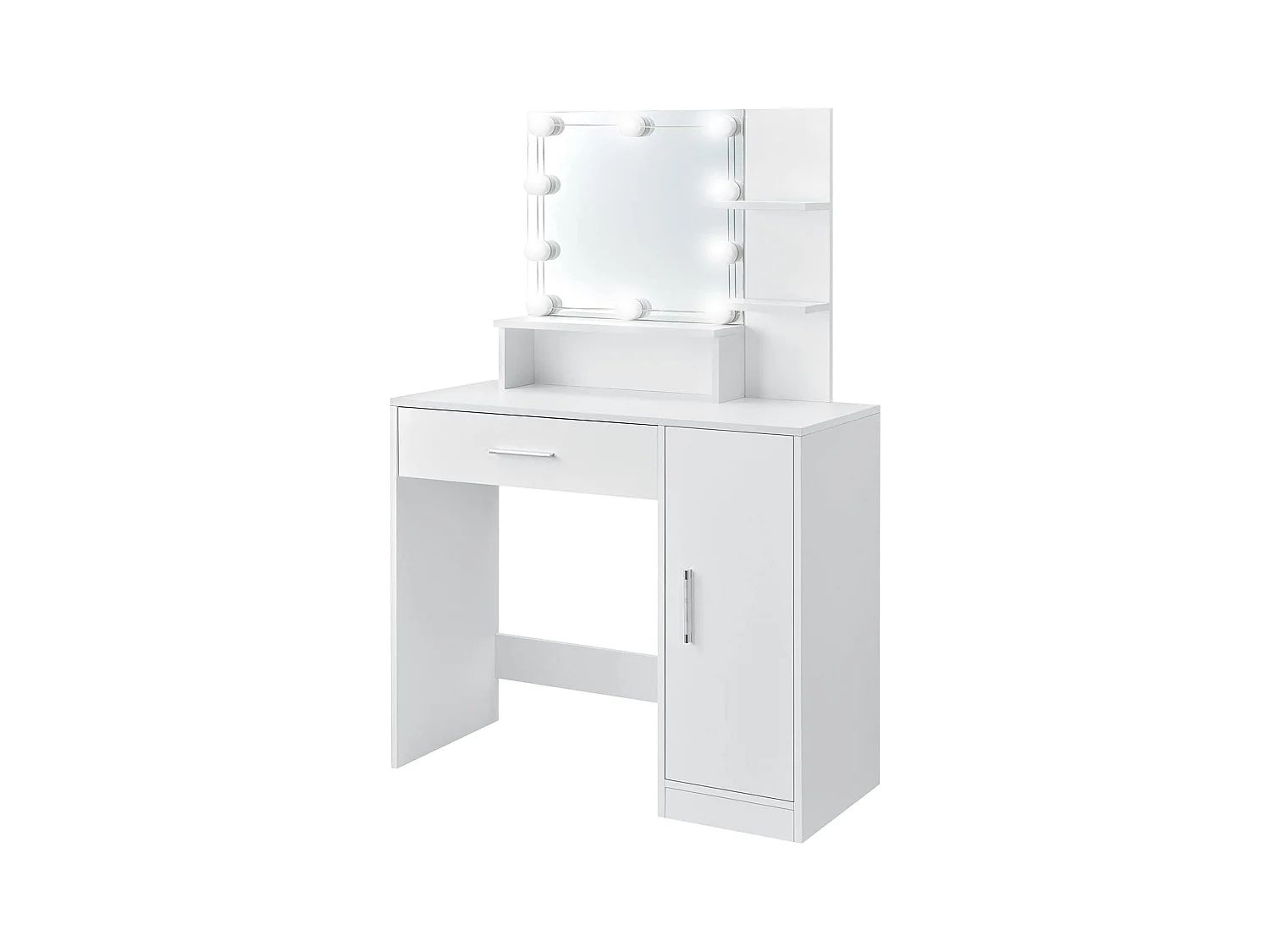 Meuble de maquillage coiffeuse en MDF avec miroir tiroir et guirlande LED blanc
