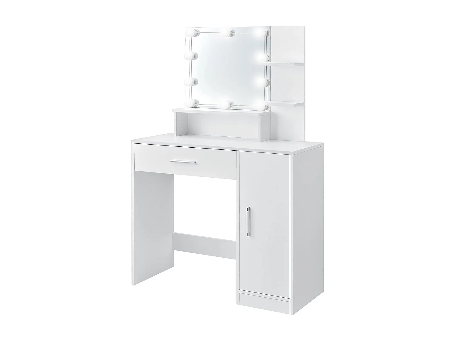 Tocador con espejo blanco mesa de maquillaje cómoda iluminación LED de madera