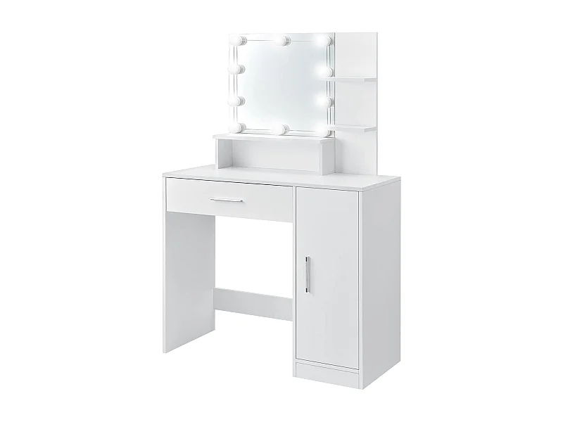 Tocador con espejo blanco mesa de maquillaje cómoda iluminación LED de madera