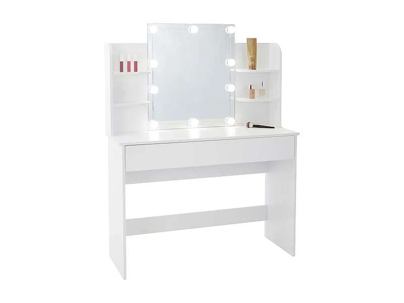 Toeletta con specchio LED tavolo per trucco bianco comodino specchiera toilette