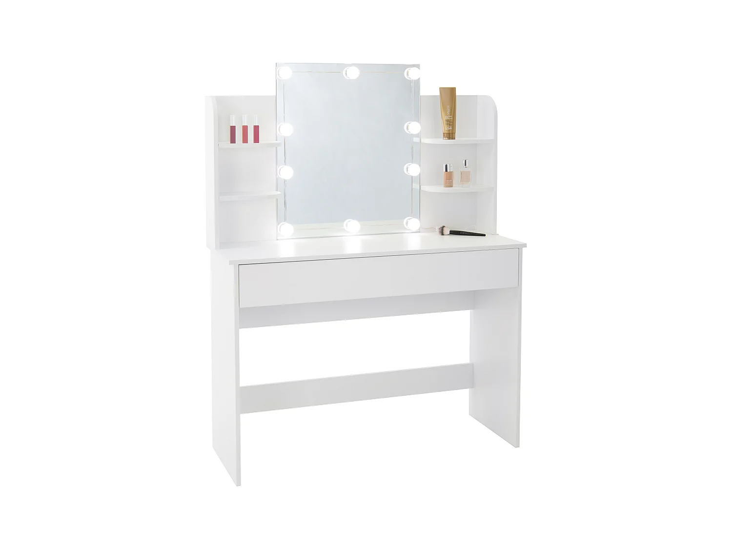 Meuble de maquillage commode de coiffeuse avec miroir tiroir guirlande LED blanc