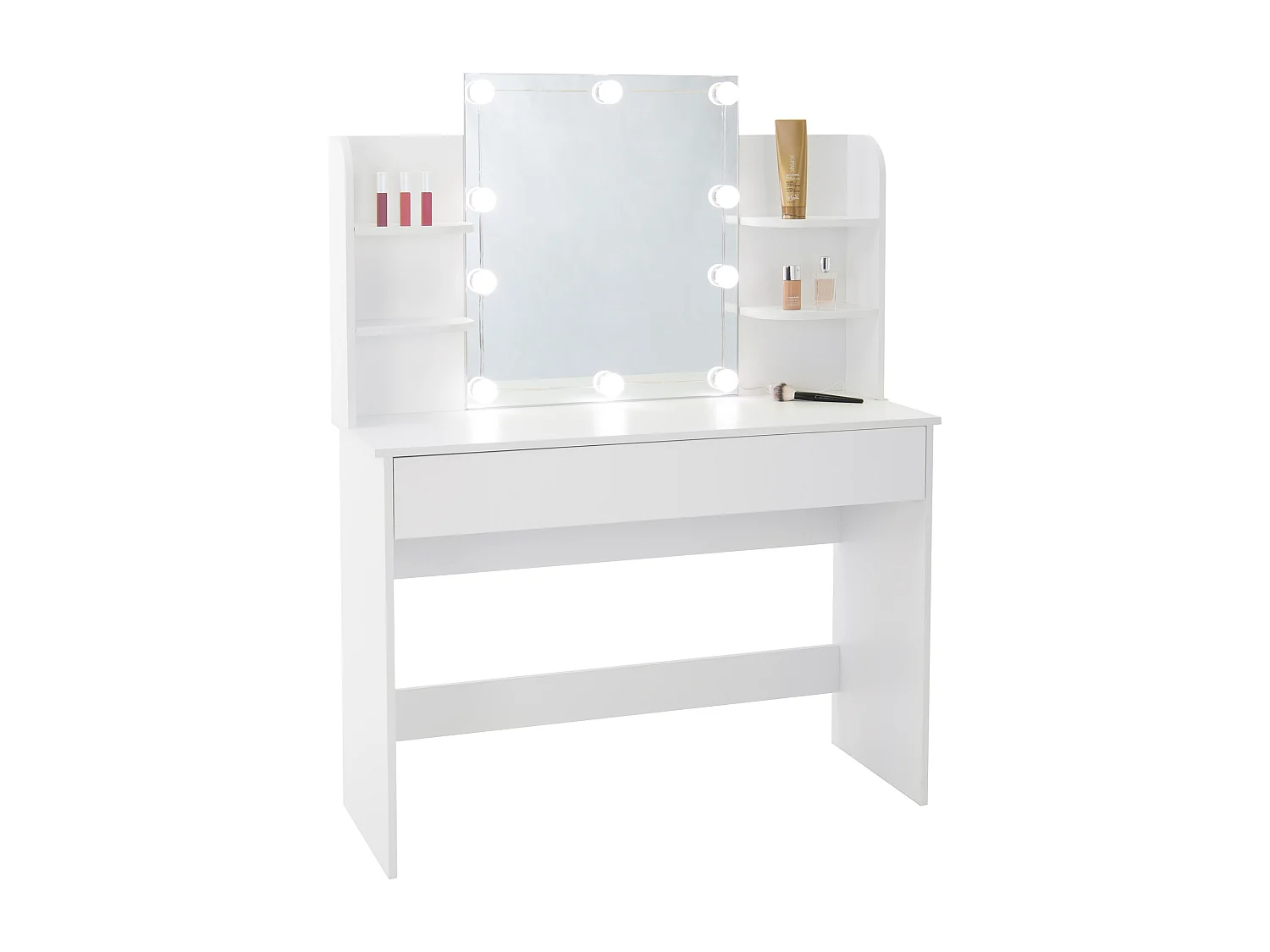 Meuble de maquillage commode de coiffeuse avec miroir tiroir guirlande LED blanc