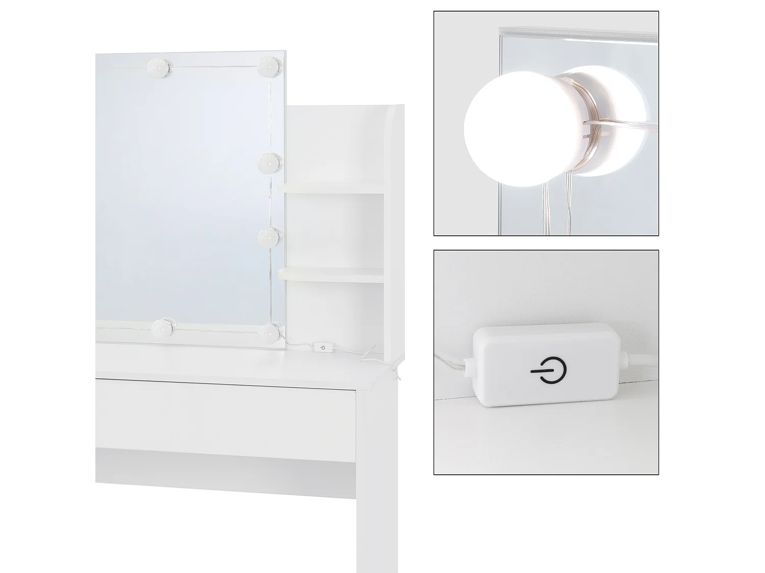 Toeletta con specchio LED tavolo per trucco bianco comodino specchiera toilette