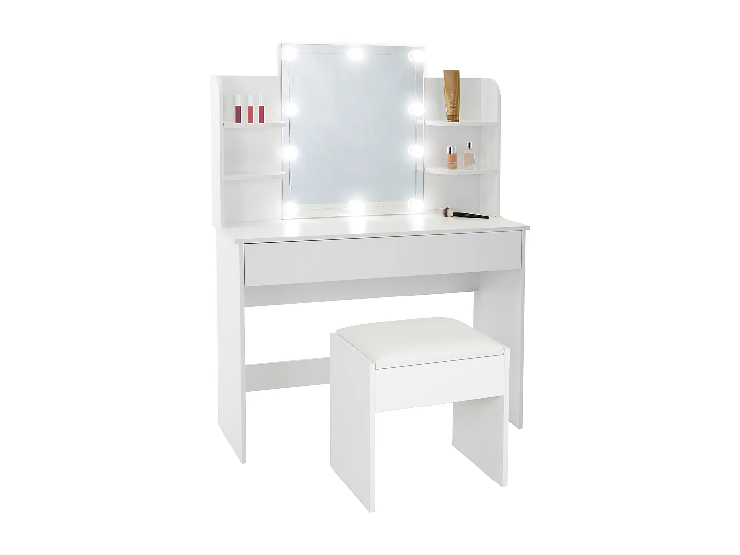 Toeletta da trucco tavolo per cosmetici con sgabello Illuminazione LED specchio