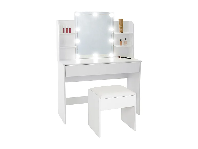 Toeletta da trucco tavolo per cosmetici con sgabello Illuminazione LED specchio