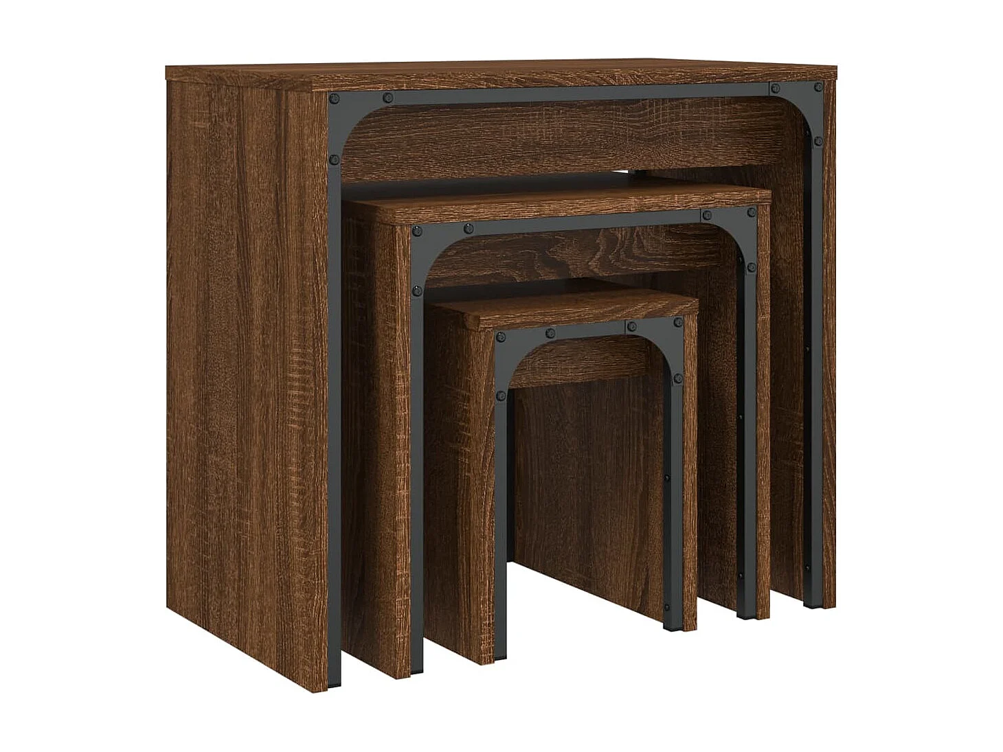 Rex  Tables basses gigognes 3 pcs chêne marron bois d'ingénierie