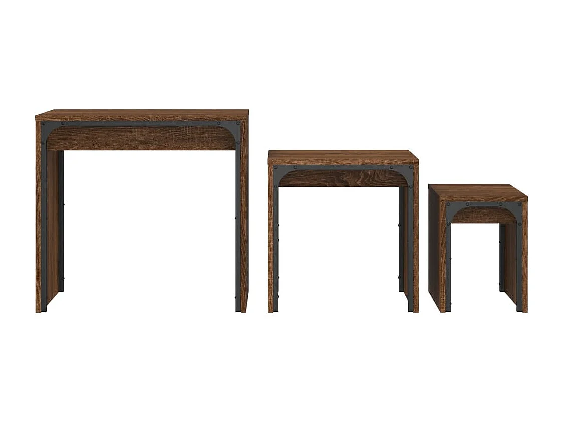 Rex  Tables basses gigognes 3 pcs chêne marron bois d'ingénierie