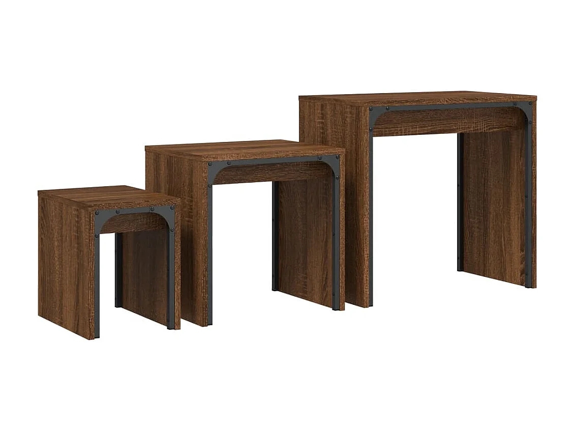 Rex  Tables basses gigognes 3 pcs chêne marron bois d'ingénierie
