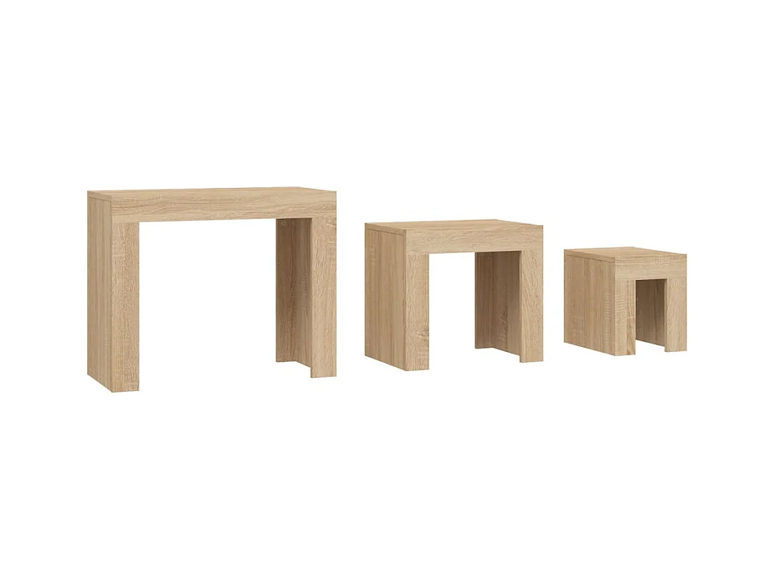 Key Largo  Tables basses gigognes 3 pcs chêne sonoma bois d'ingénierie